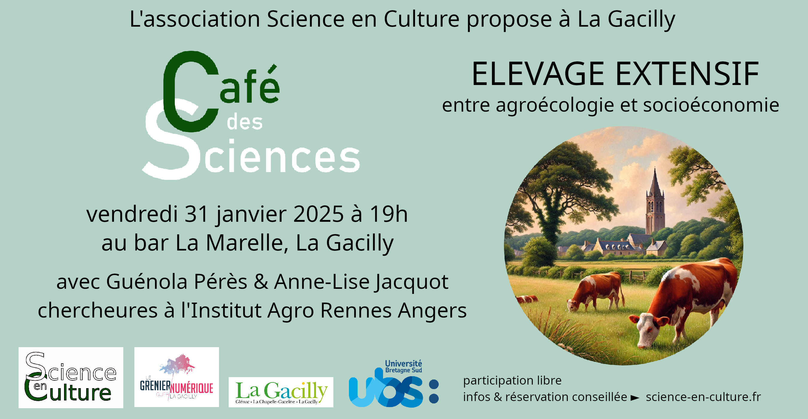 Café des Sciences "élevage extensif, entre agroécologie... Le 31 janv 2025