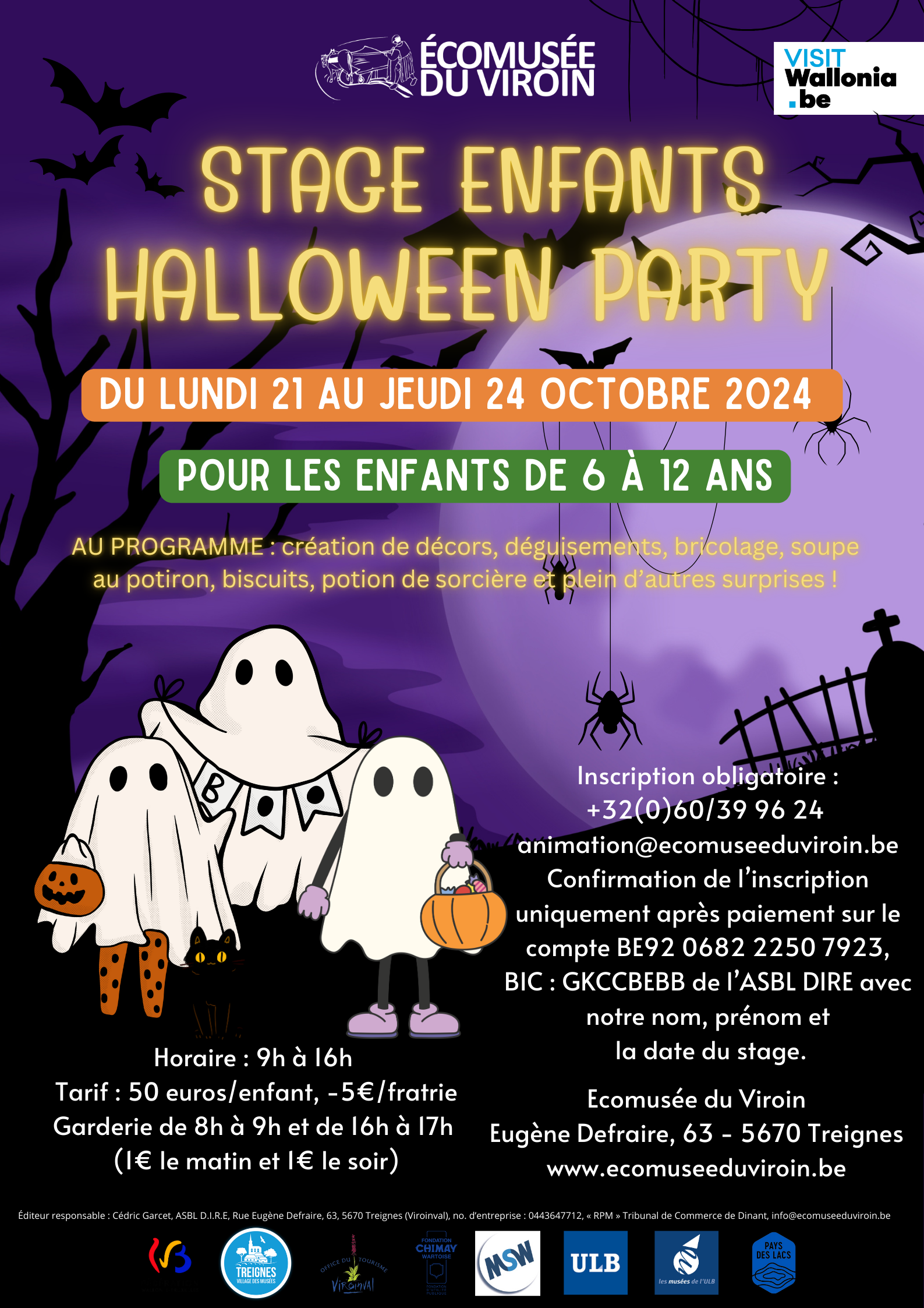 Stage enfants, 6 – 12 ans : Halloween party ! Du 21 au 24 oct 2024